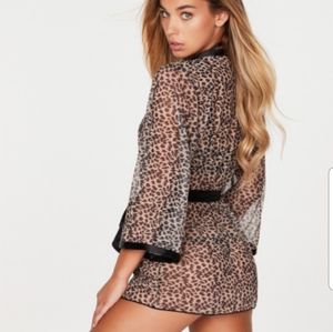 Fredericks of Hollywood Dianna Animal Print Mesh Robe